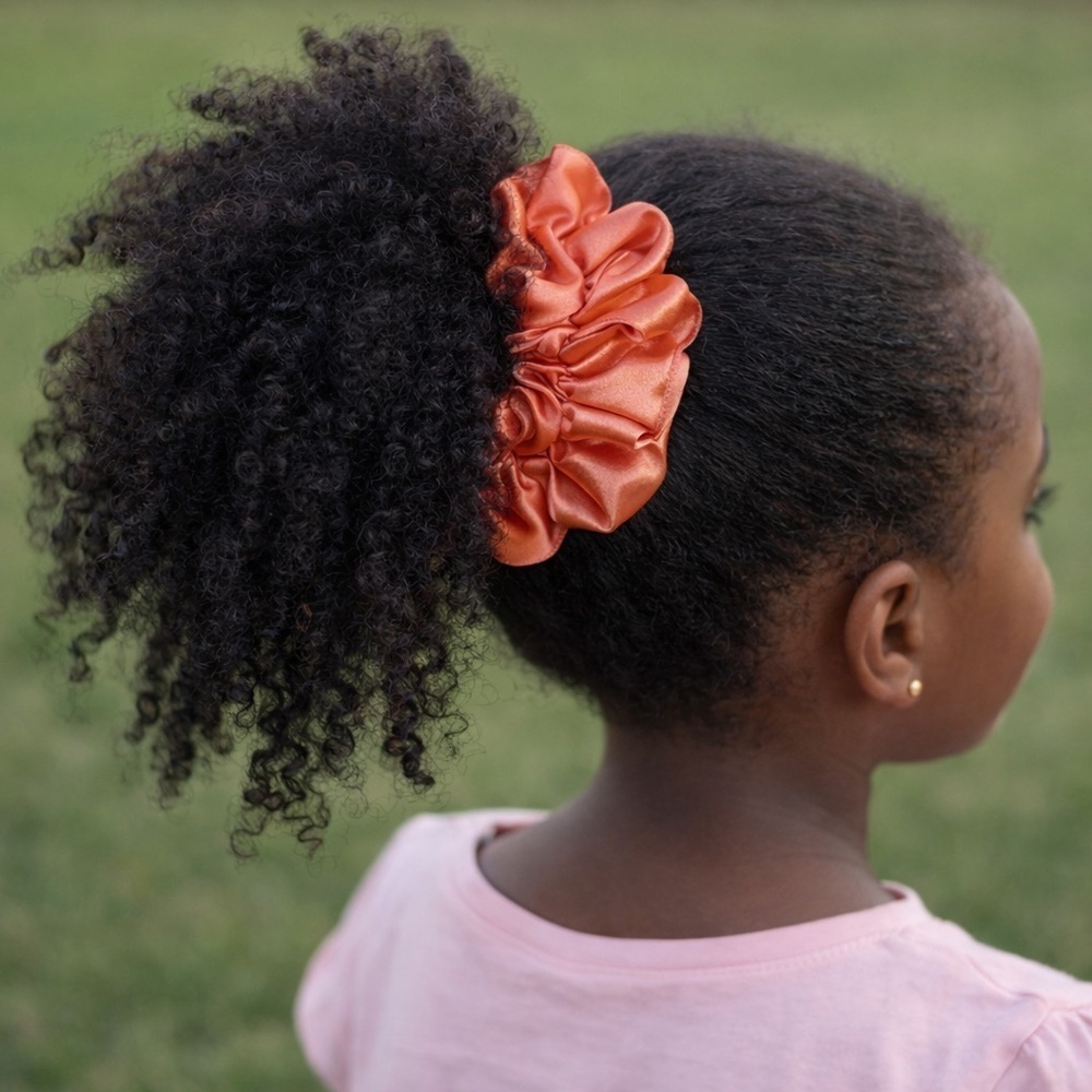 Elegant Orange Satin Hair Scrunchie. X-Large
